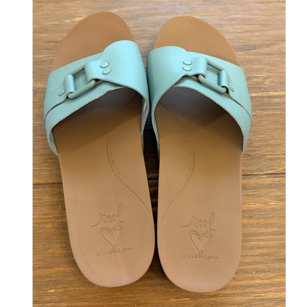 Reef Women’s Cushion Vista Hi Slide Sandals Size 11 Sage Green Platform Buckle - Picture 3 of 5